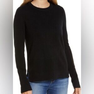 Halogen Womens Cashmere  Black Crewneck Sweater